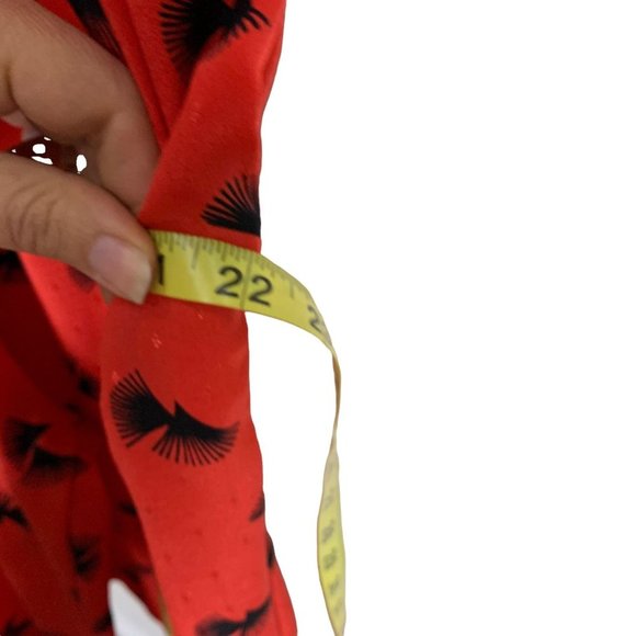 Vintage 80s Red Black Print Short Sleeve Flutter Jumpsuit Small - Picture 6 of 11